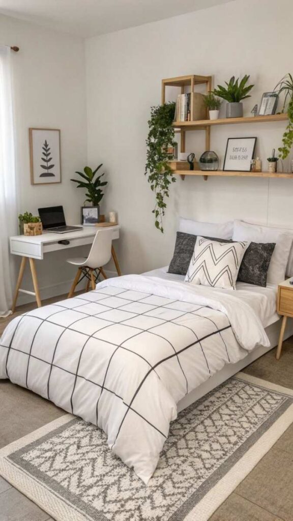15+ DIY Aesthetic Decor Ideas That Actually Look Good in Real Homes 2 Washi Tape Wall Grid for a Minimal Bedroom Gallery