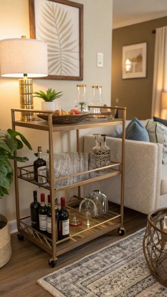 A Curated Vintage Bar Cart or Drinks Trolley