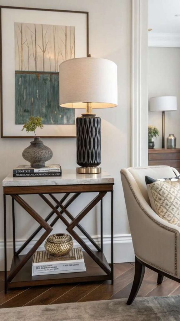 A Deep Toned Accent Table With Curated Objects