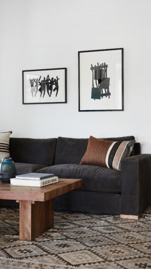 A Deep Toned Sofa as the Visual Anchor