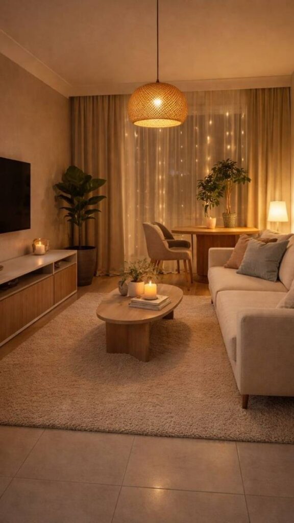 33+ Mood Lighting Aesthetic Ideas That Make Any Room Feel Intentional 14 Add a Plug In Pendant Light in a Rental Where You Can't Hardwire