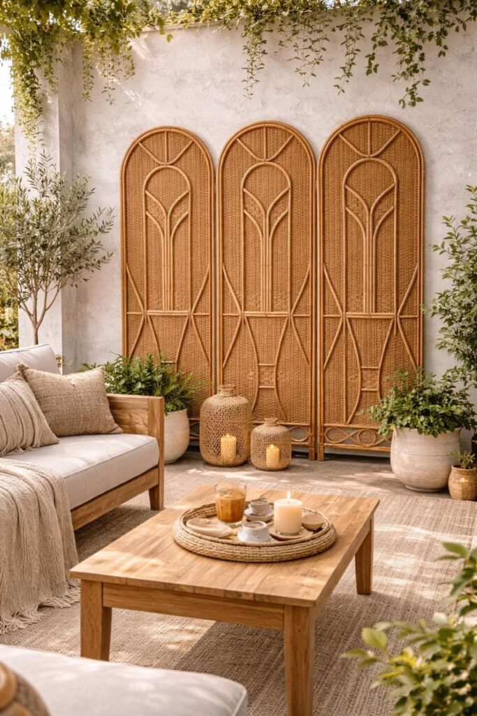 Cane or Rattan Panel as Textured Wall Feature