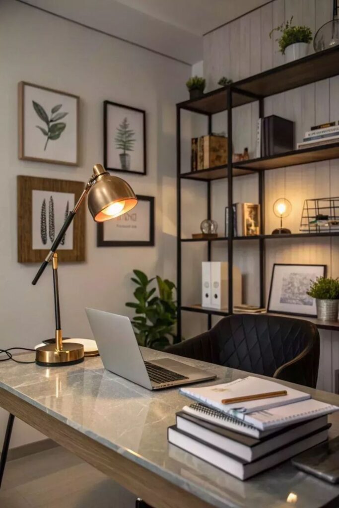 Black and White Photography Grid in a Home Office