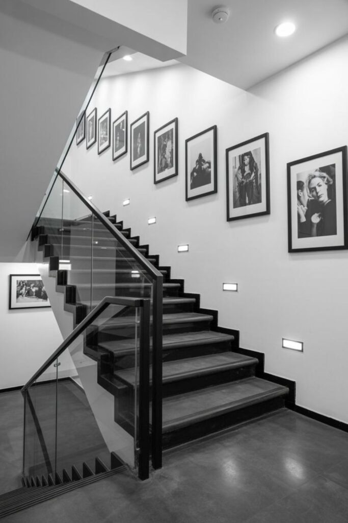 Black and White Photography Wall in a Hallway or Staircase