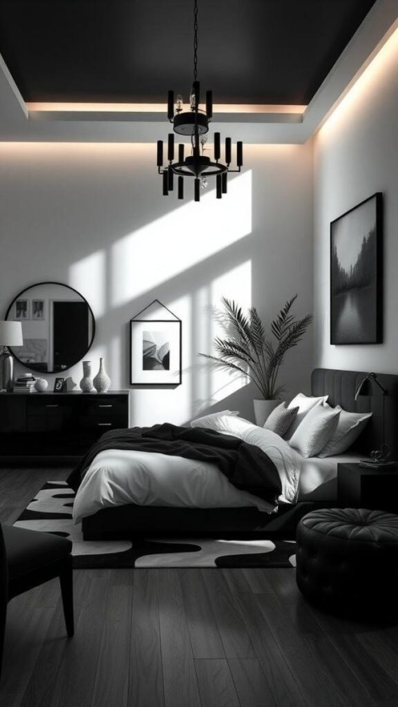 Black Ceiling in a White Bedroom