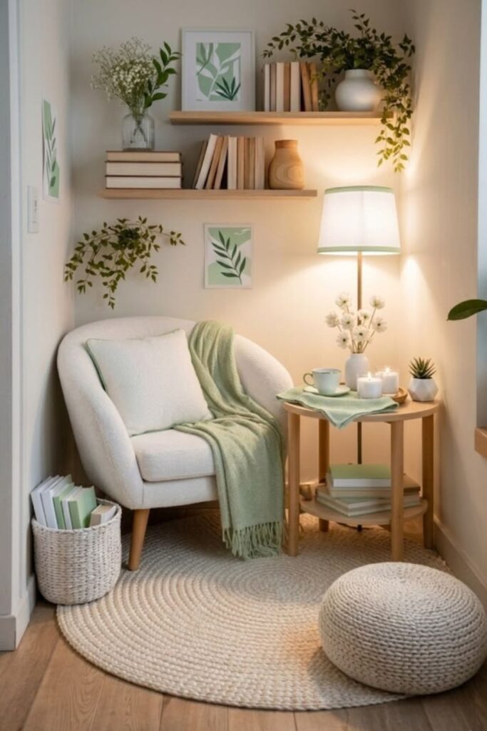 23+ Living Room Ideas That Actually Make Small Spaces Feel Bigger 4 Create a Reading Nook in an Underused Corner