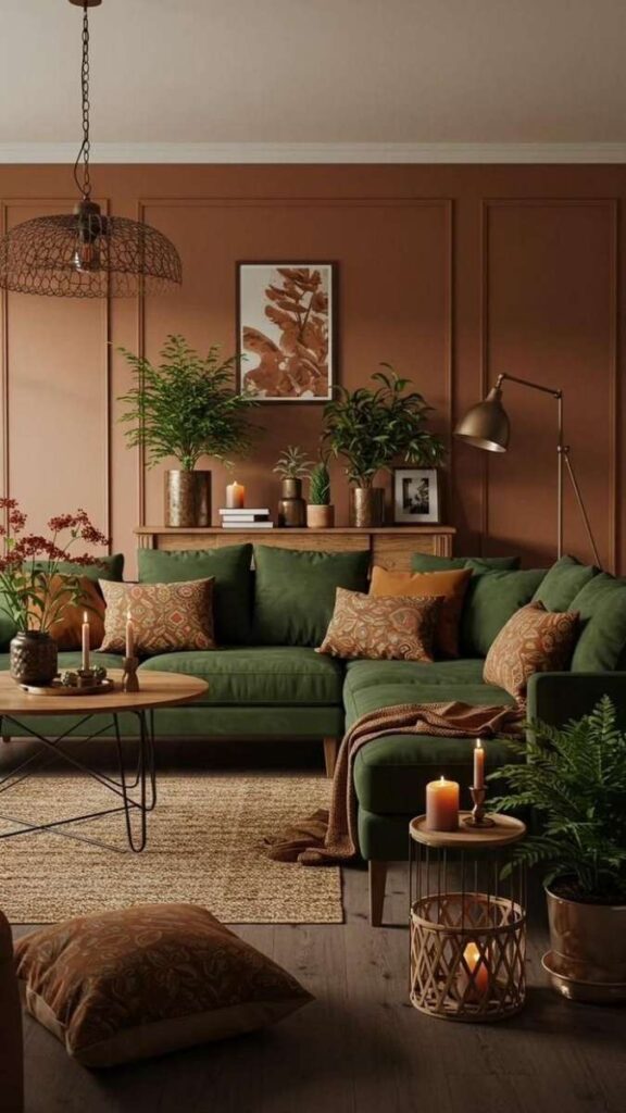 Deep Amber and Olive Green for a Moody, Grounded Living Space