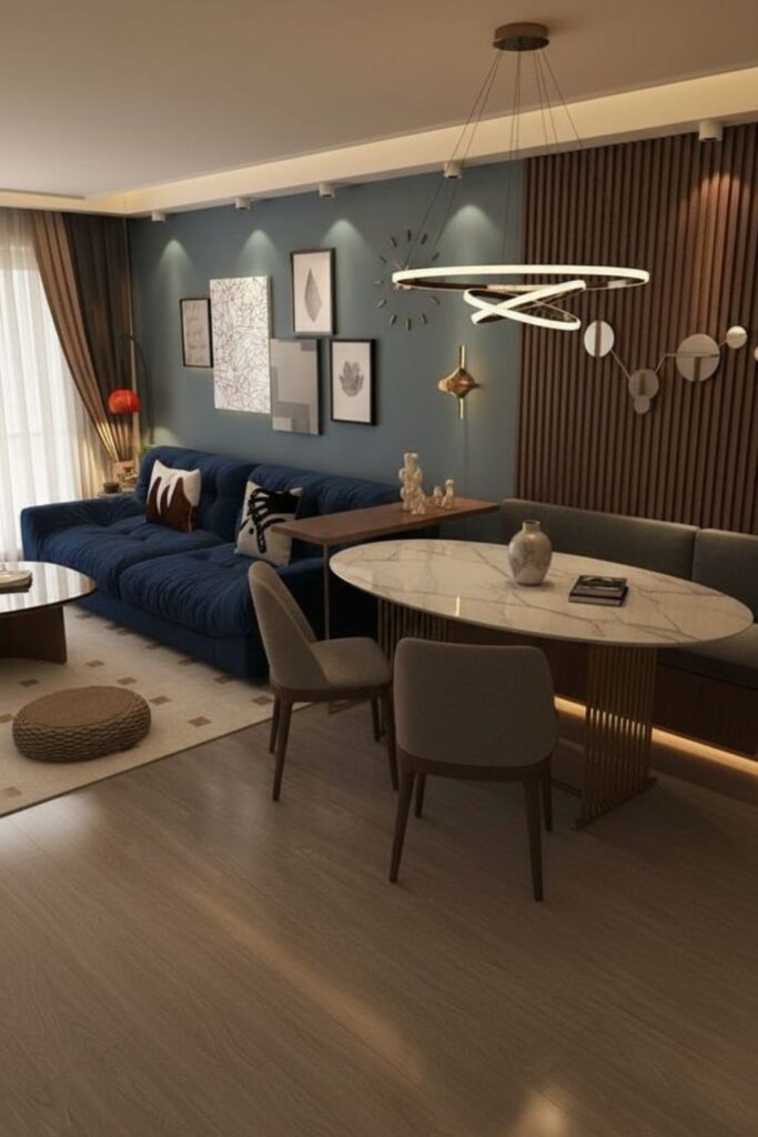 23+ Living Room Ideas That Actually Make Small Spaces Feel Bigger 7 Define Zones With a Sofa Back Instead of a Wall