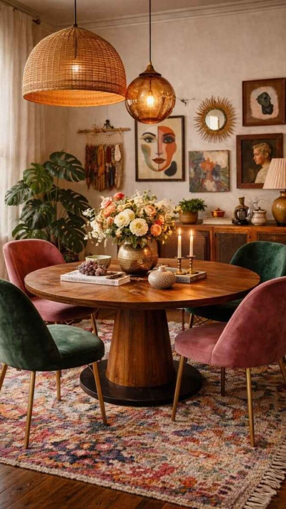 Dining Room With Mismatched Chairs That Work Together