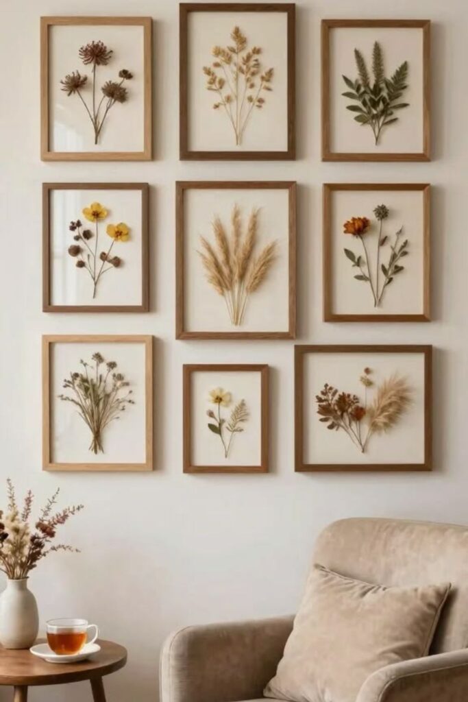 49+ Boho Minimalist Wall Decor Ideas That Make Any Room Feel 8 Framed Pressed Botanical or Dried Flower Art
