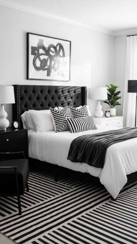 Graphic Black and White Bedding as the Room's Statement
