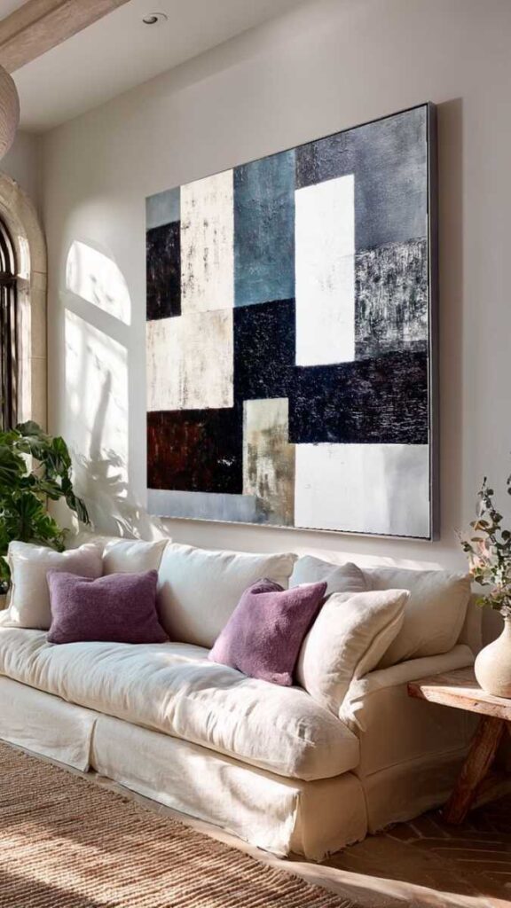 Living Room With a Single Large Artwork Not a Gallery