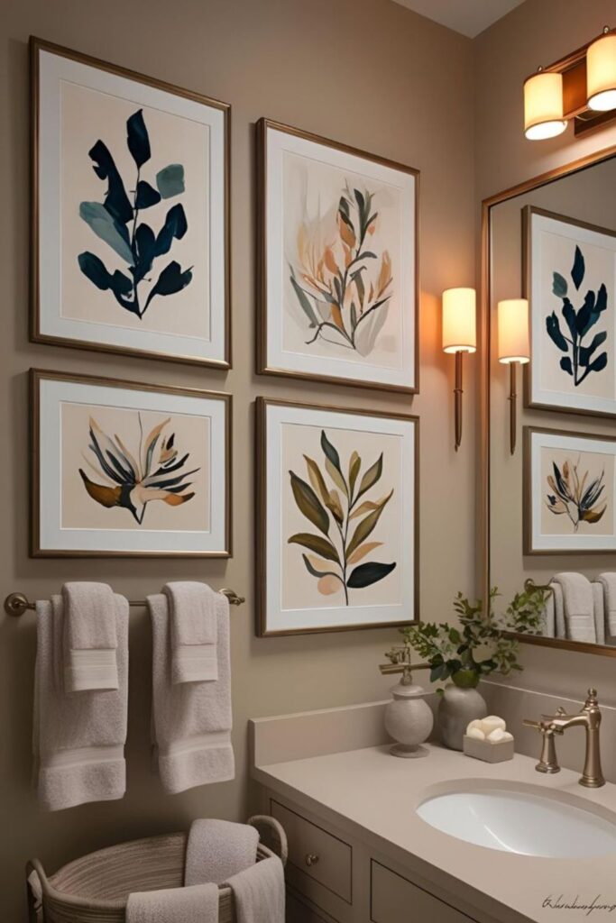 Minimalist Line Art Prints in a Bathroom