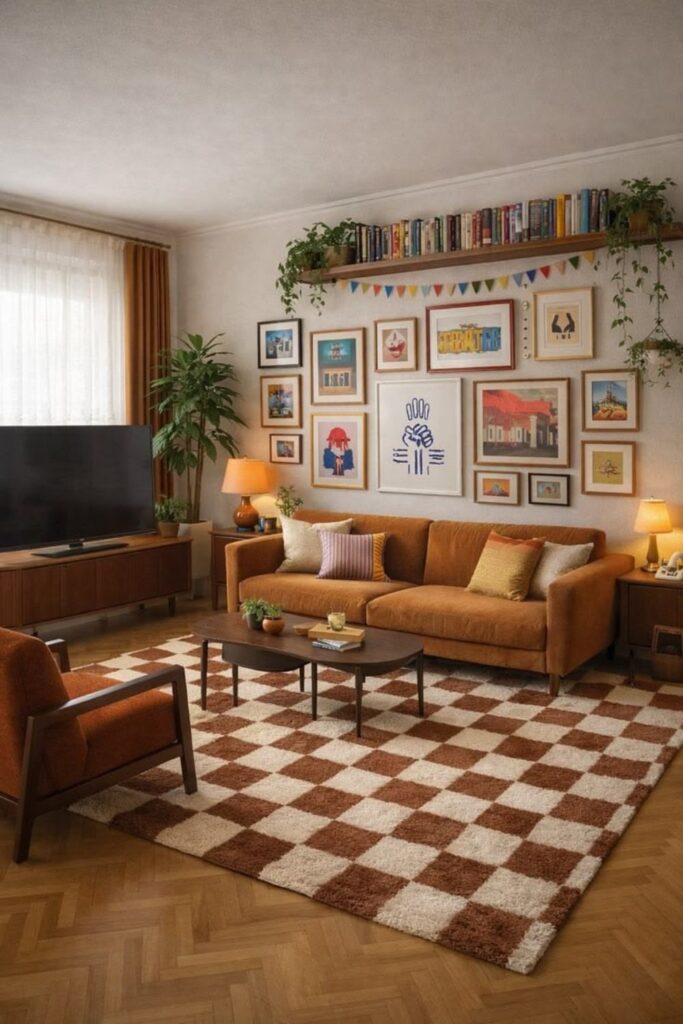 Oversized Single Art Print in a Living Room With Neutral Walls