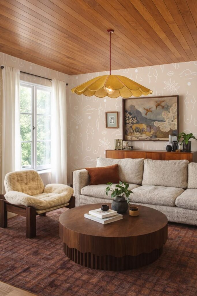 23+ Living Room Ideas That Actually Make Small Spaces Feel Bigger 13 Paint or Wallpaper Just One Wall to Add Depth Without Shrinking the Room