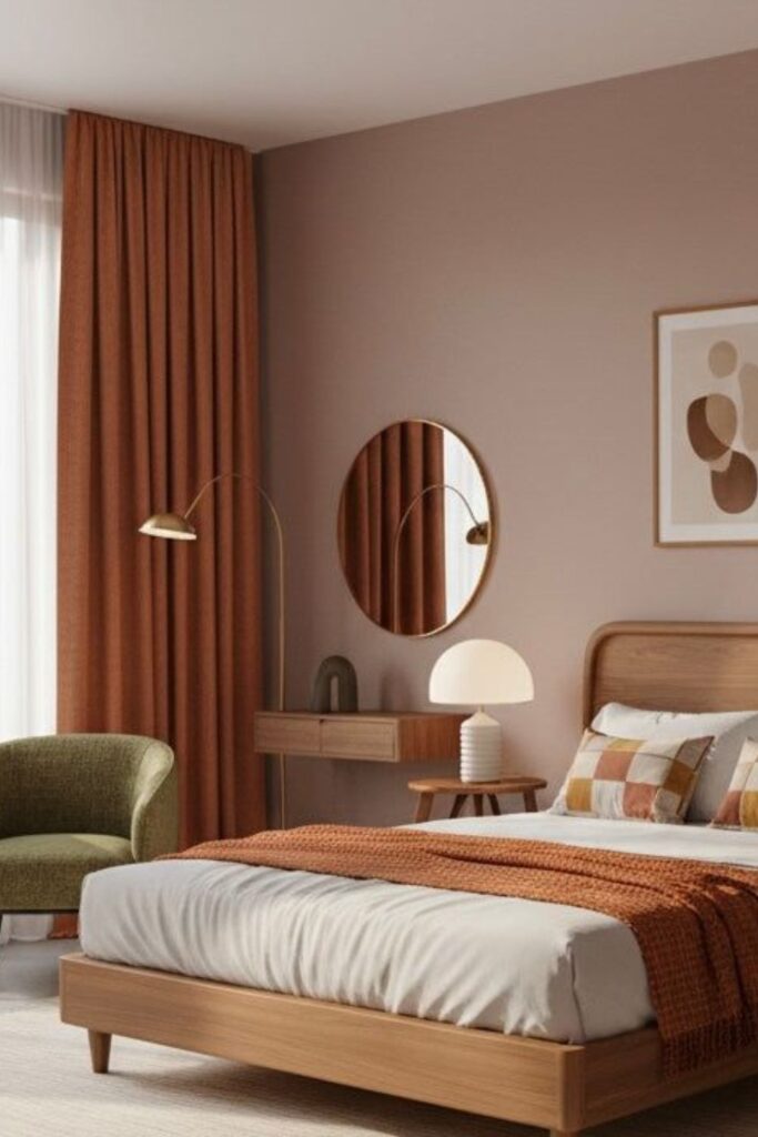 49+ Boho Minimalist Wall Decor Ideas That Make Any Room Feel 5 Terracotta or Rust Textile Panel Hung on Dowel Rod