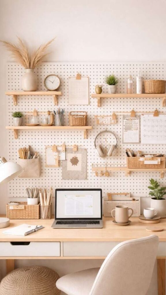 Use a Pegboard Wall in Small Home Offices or Craft Rooms