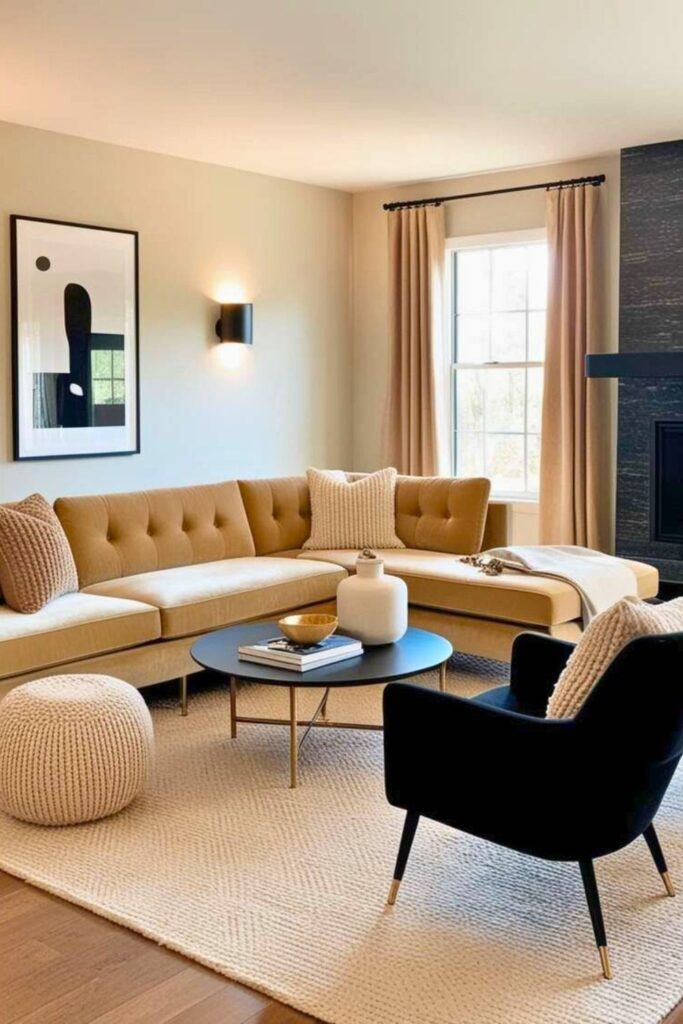 23+ Living Room Ideas That Actually Make Small Spaces Feel Bigger 10 Use a Statement Chair Instead of a Matching Set