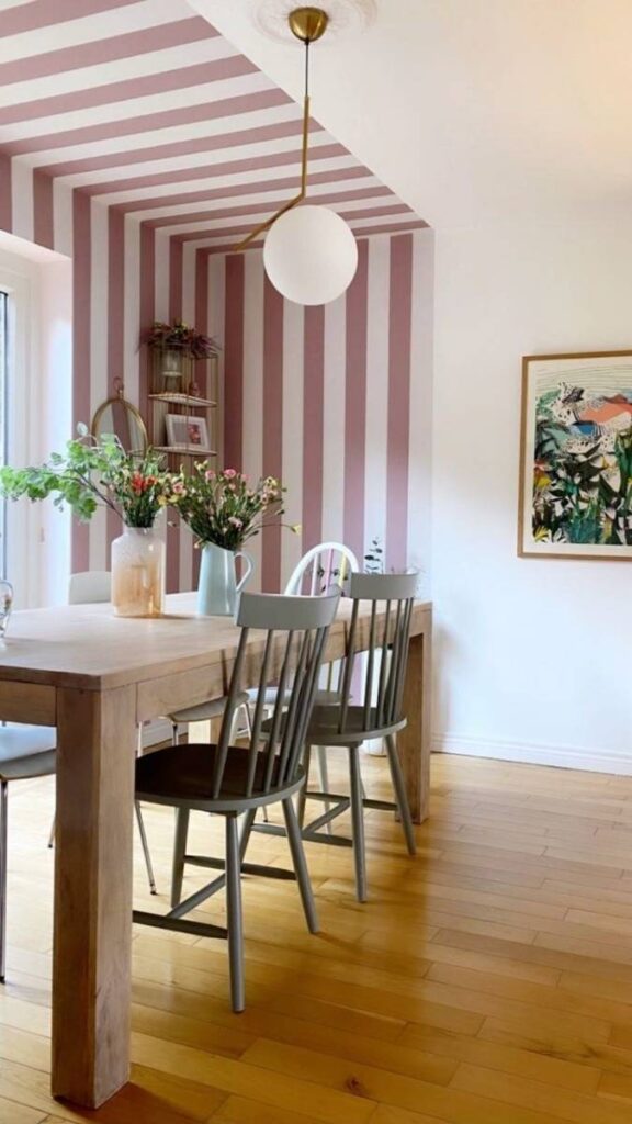Use Vertical Stripes or Tall Decor to Correct Low Ceiling Perception