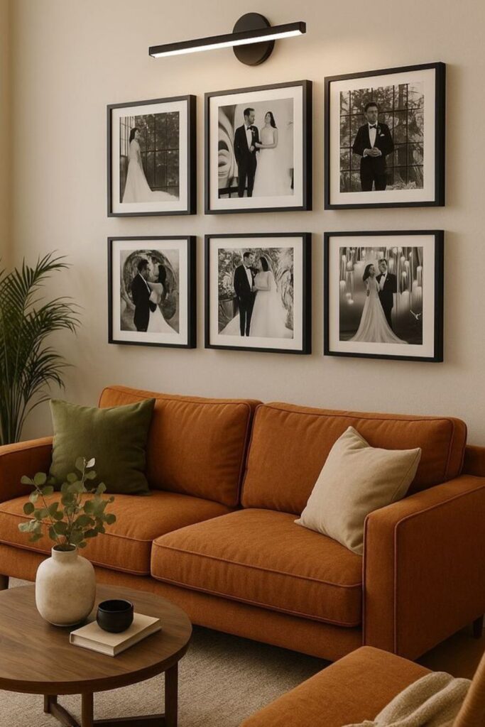 49+ Boho Minimalist Wall Decor Ideas That Make Any Room Feel 11 Vertical Row of Three Small Square Frames