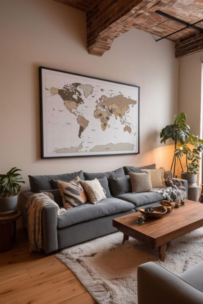 Vintage Map or Antique Print as a Living Room Focal Point