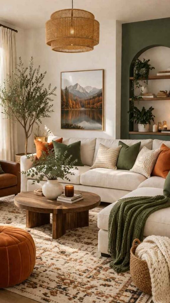 Warm Sage and Honey Tones in a Scandinavian Inspired Space