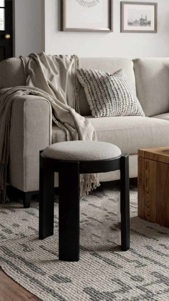 Window Seat Created From Stacked Storage Ottomans