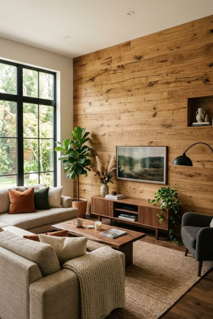 Wood Accent Wall Ideas for Living Rooms