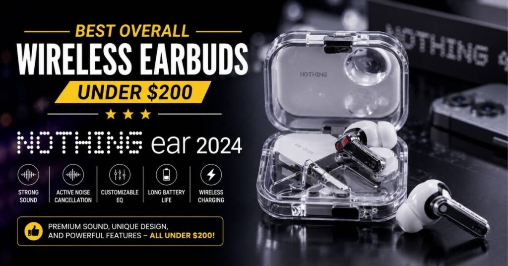 Best Overall Wireless Earbuds Under $200: Nothing Ear  2024 