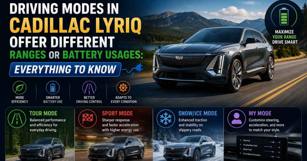 Driving Modes in Cadillac Lyriq Offer Different Ranges or Battery Usages