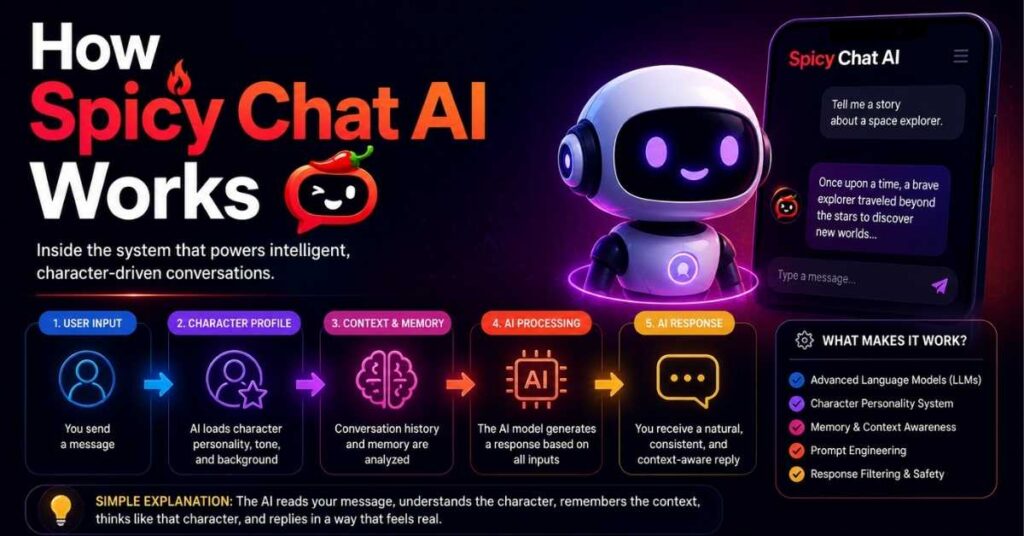 Spicy Chat AI Review 2026: Features, Pricing, Login & Safety Guide 2 How Spicy Chat AI Works